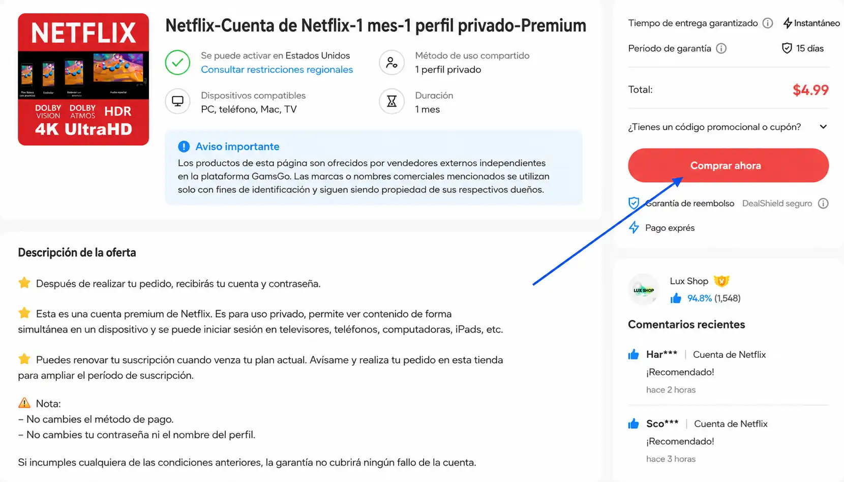renovación de netflix