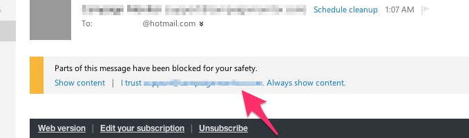 whitelist an email in outlook