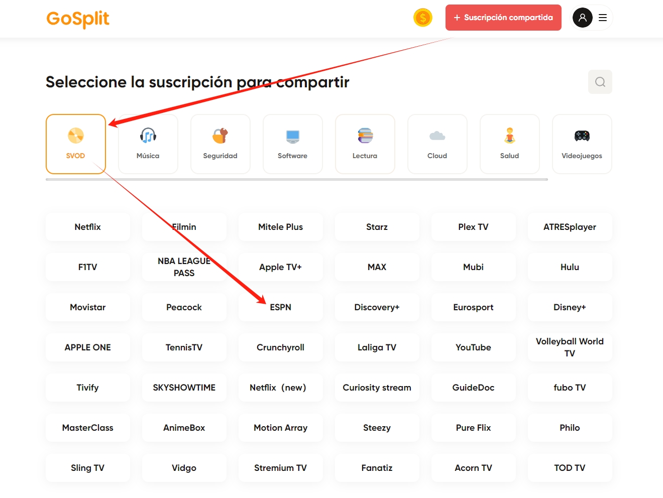 cómo-compartir-ESPN-Plus-en-Gosplit