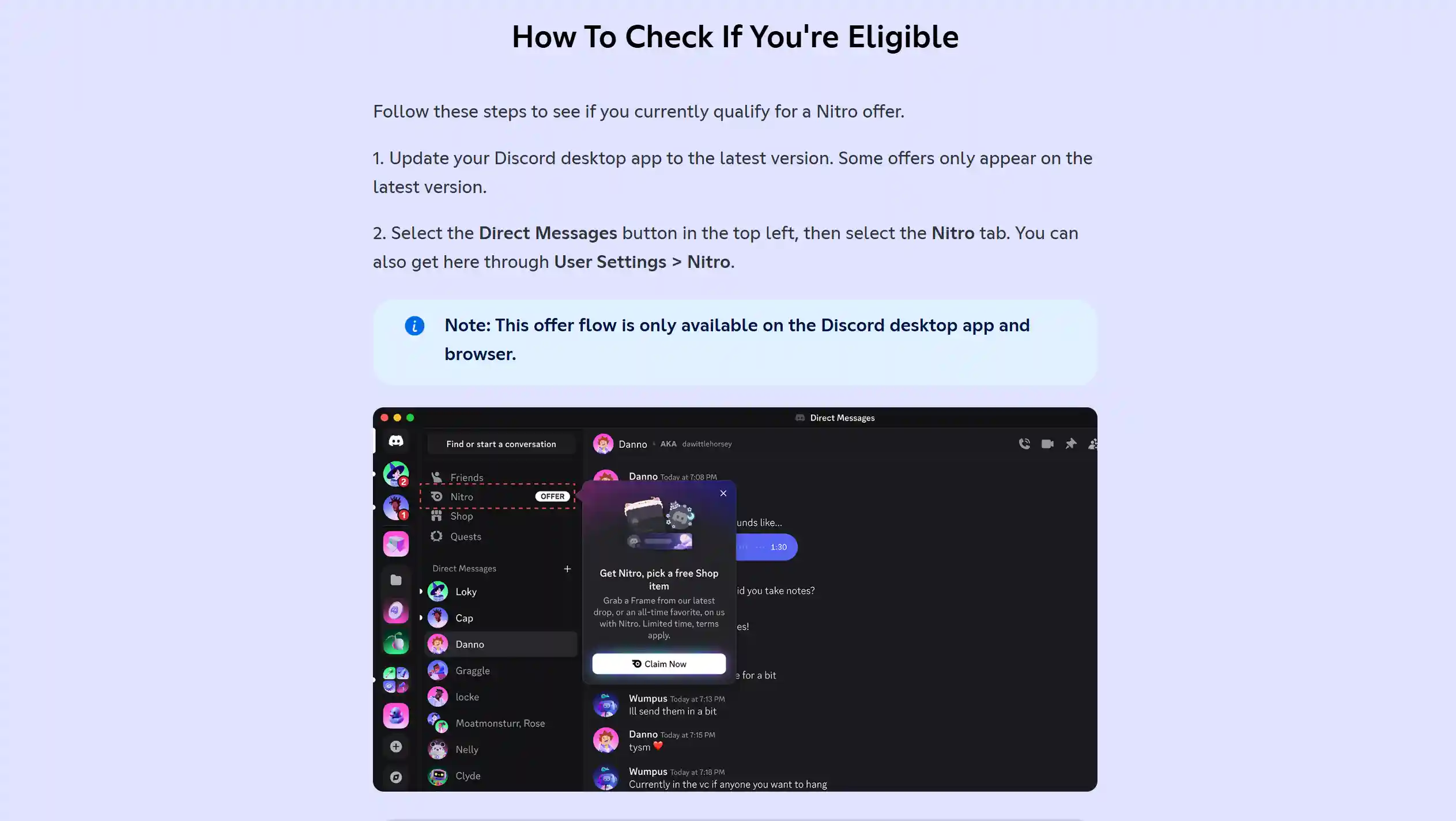 Targeted Discord Nitro offer displayed in the Nitro tab