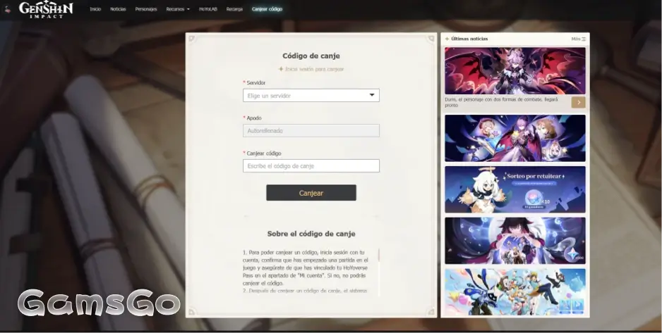 Canjear Códigos Genshin Impact