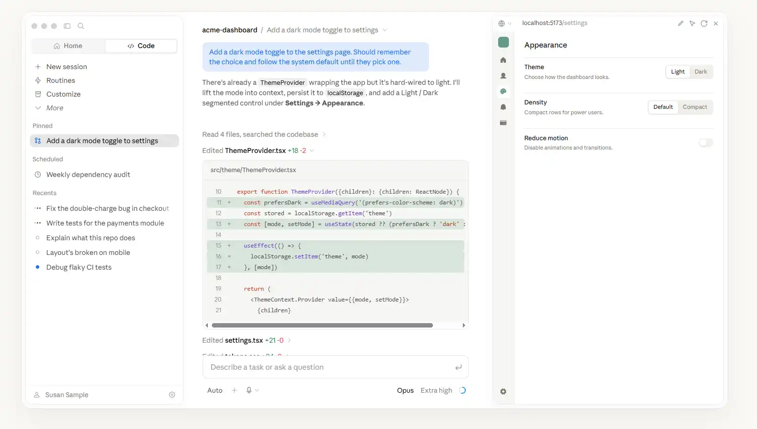 Claude Code continuous development workflow in terminal and IDE