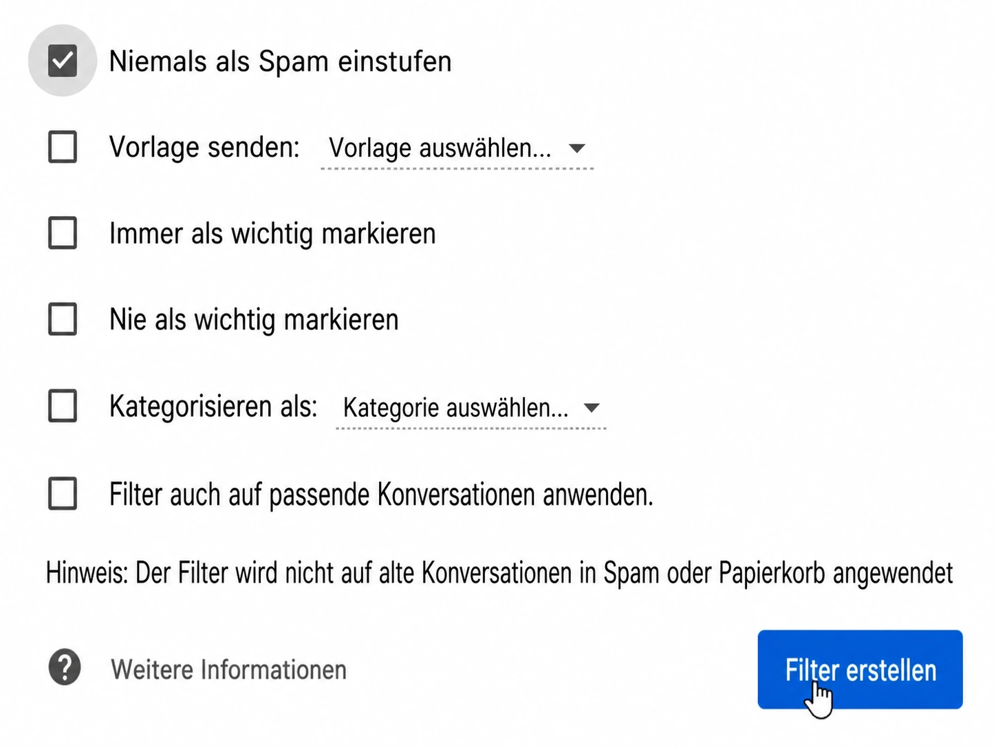 wie kann man eine E-Mail whitelisten