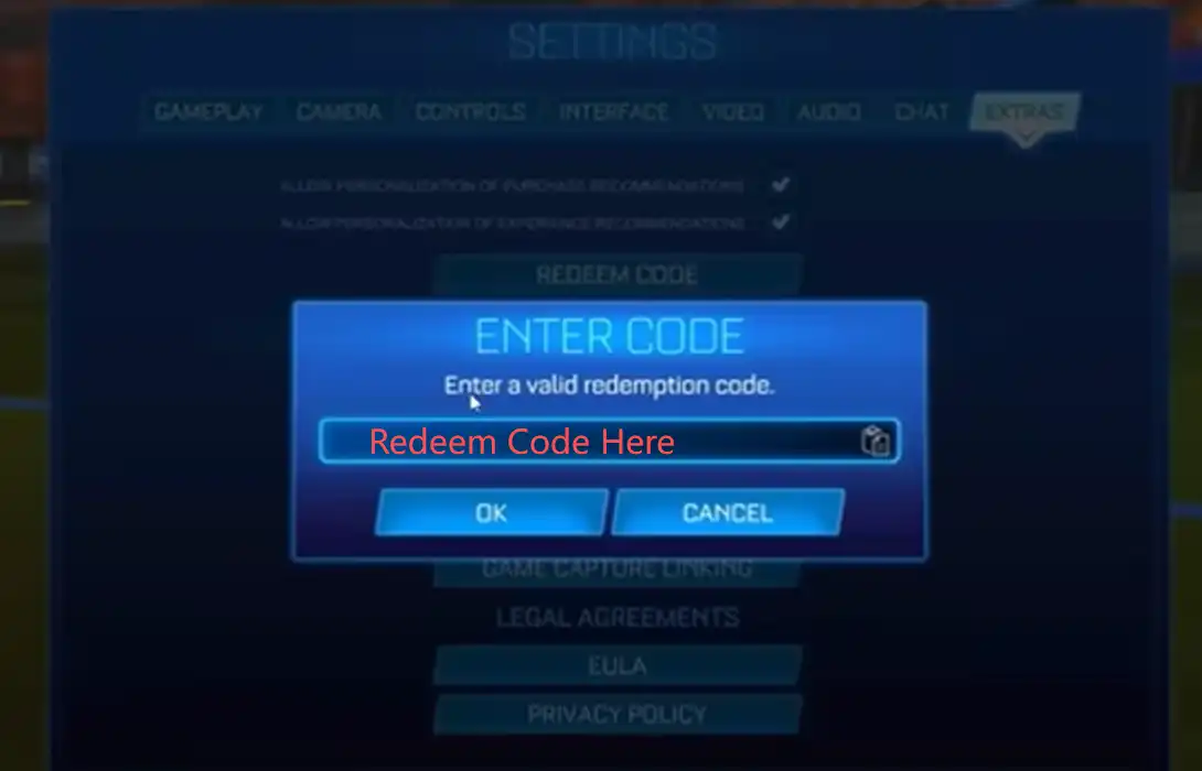 Redeem Rocket League Codes step 4