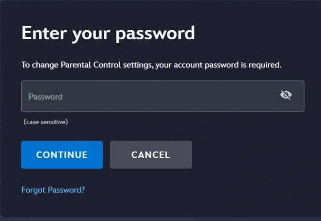 Inserimento password Disney+ per recuperare il PIN