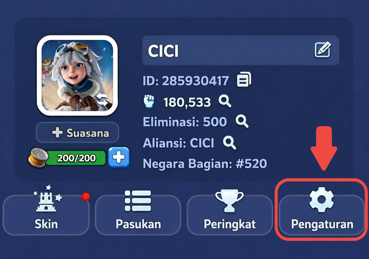 Buka profil dan pengaturan di Whiteout Survival untuk menukarkan kode hadiah