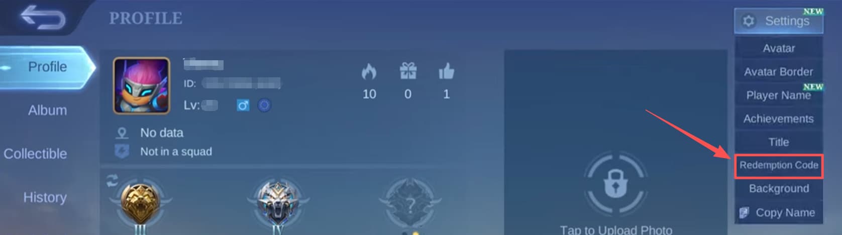 Redeem MLBB Codes method 2 step 1