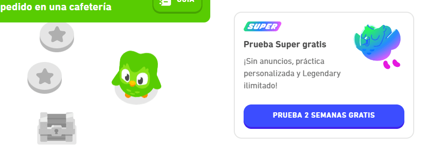 prueba gratuita de super duolingo