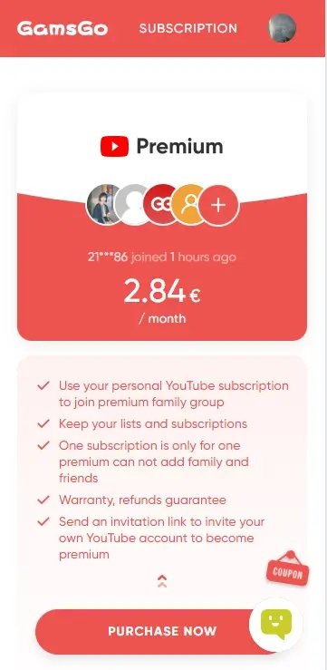 YouTube Premium bei GamsGo kaufen