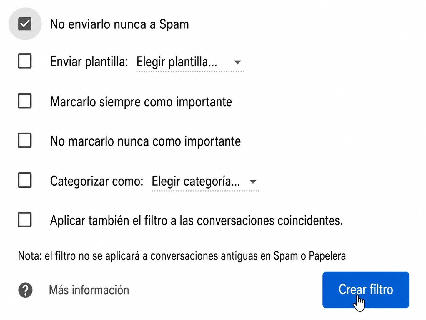 cómo puedes añadir un correo a la lista blanca
