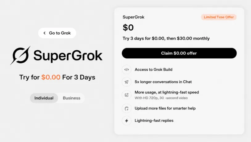 Grok free trial