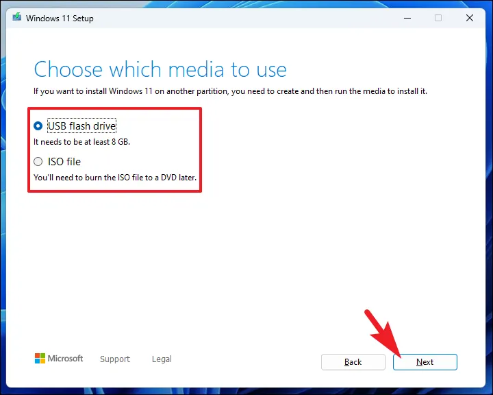 Select USB flash drive