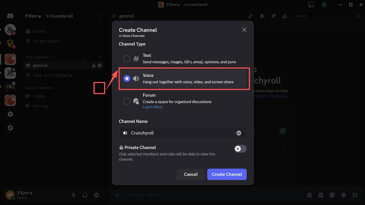 how to stream crunchy roll on discord