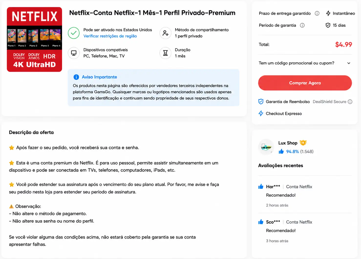 renovação Netflix