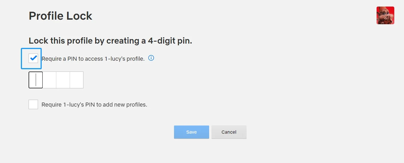 Impostare un PIN per il profilo Netflix