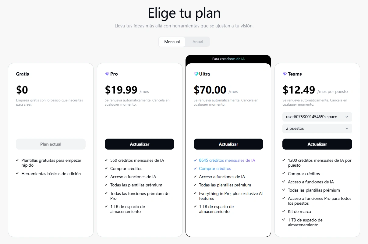 plan anual de CapCut