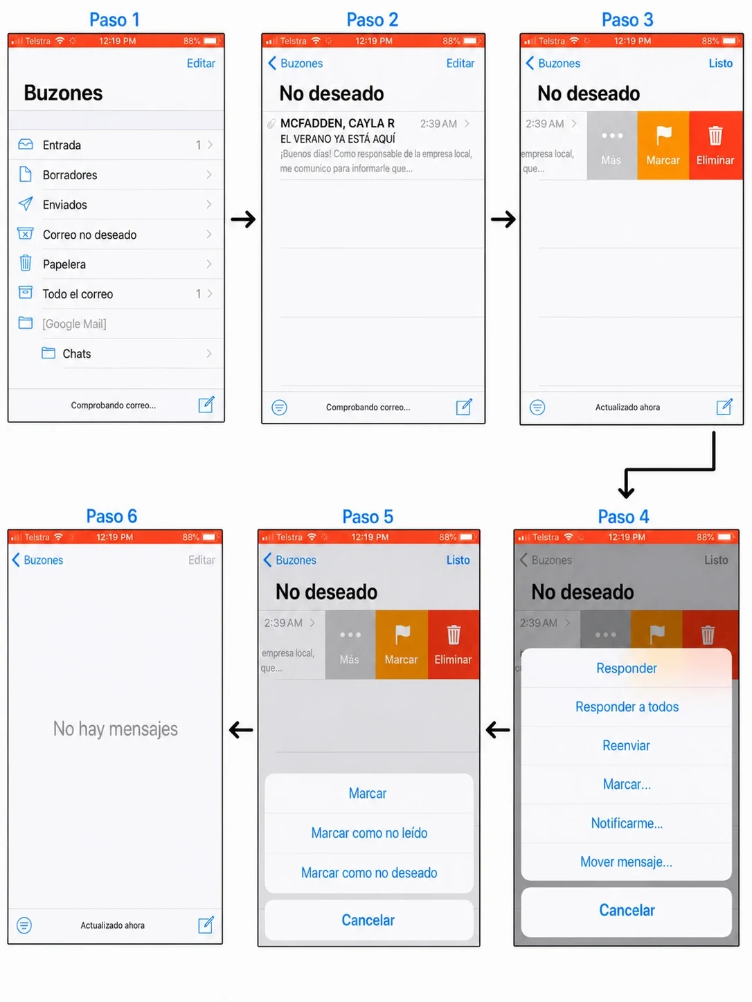 cómo añadir un correo a la lista blanca en Apple Mail