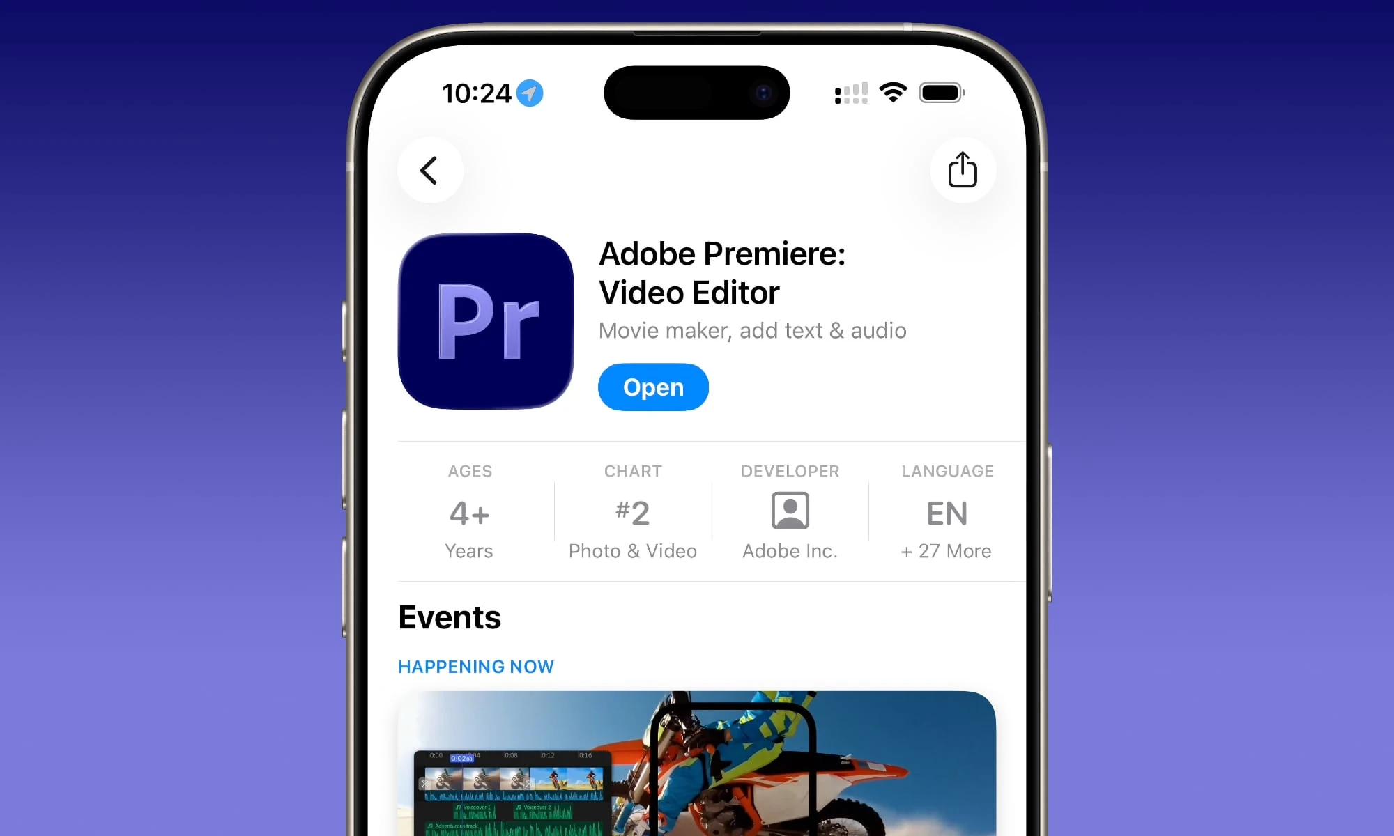 Premiere on iPhone