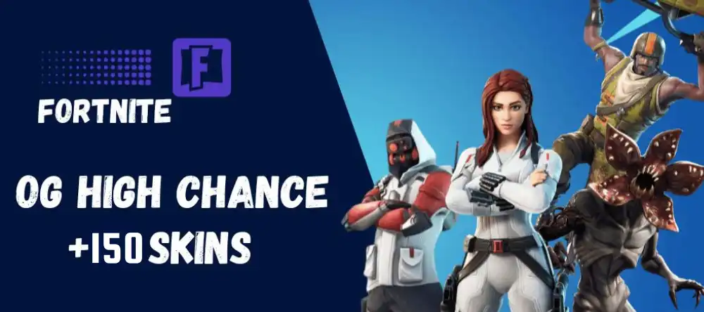 +150皮肤,含稀有或超级稀有(Black Knight、Renegade Raider、Ikonik或其他),完全访问