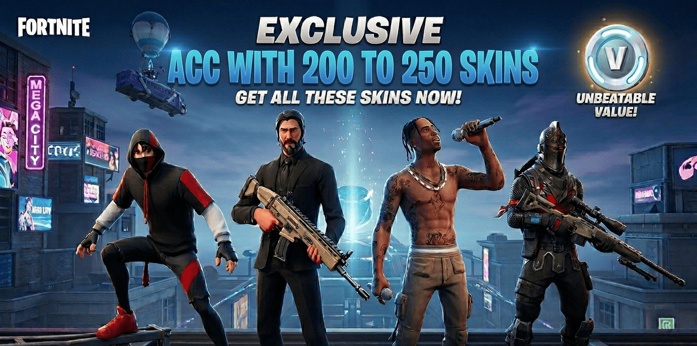 [PSN/XBOX/PC] 200-250款皮肤，含Travis Scott、Black Knight、Ikonik、The Reaper、Kratos、Take The L（及更多）
