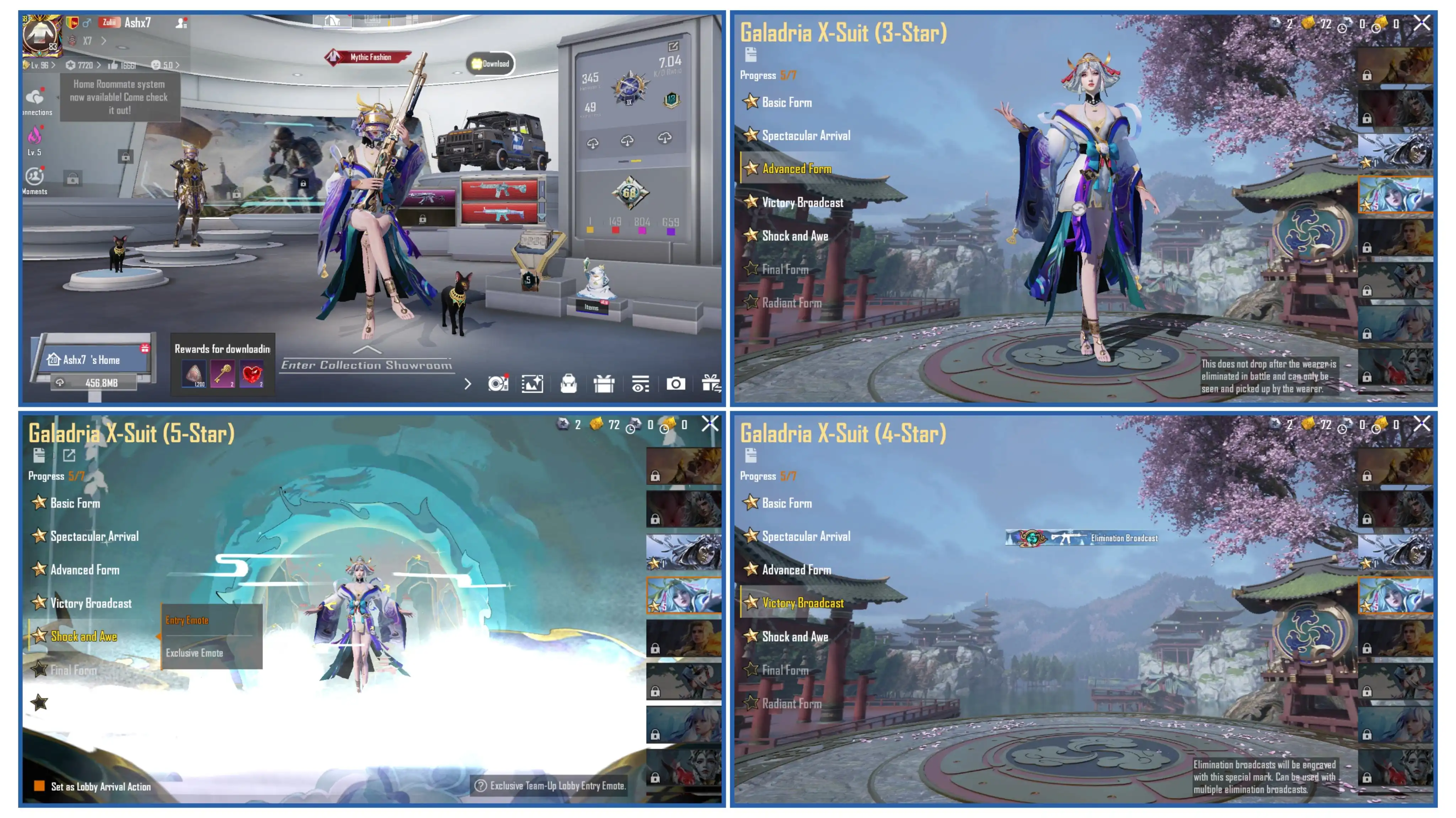 GALADRIA X SUIT LV 5 + PHARAOH LV 3 | M416 GLACIER MAX | 업그레이드 가능한 무기 40종 - 킬 메시지 11개 | 신화 패션 143종