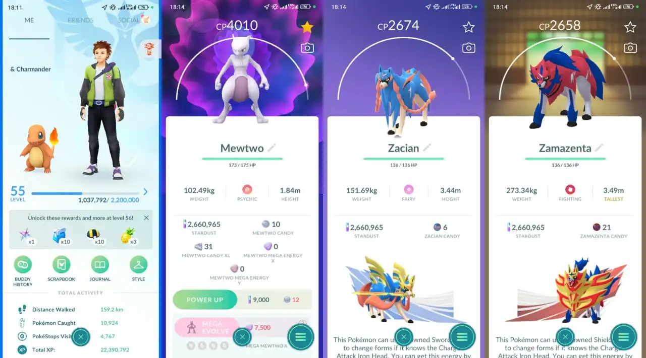 Lvl 55 | Mewtwo 4K | 58 Légendaire | Zacian | Dialga | Zapdos | Regieleki | Entei | Mystique