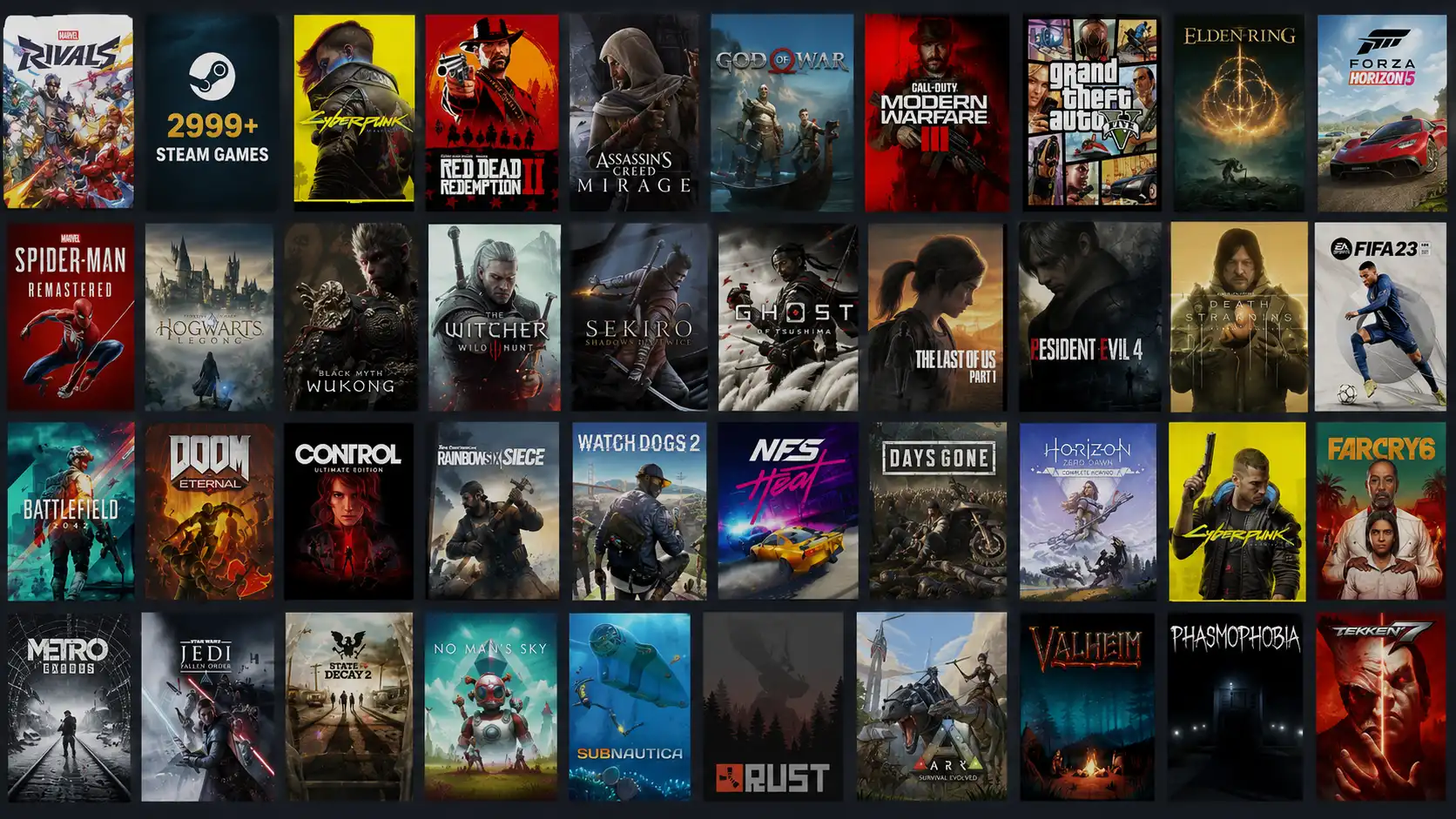 Marvel Rivals + 5599 jogos STEAM 🎮 Cyberpunk 2077, Red Dead Redemption 2, Assassin’s Creed, God of War, Call of Duty, GTA V, Elden Ring, Forza Horizon 6