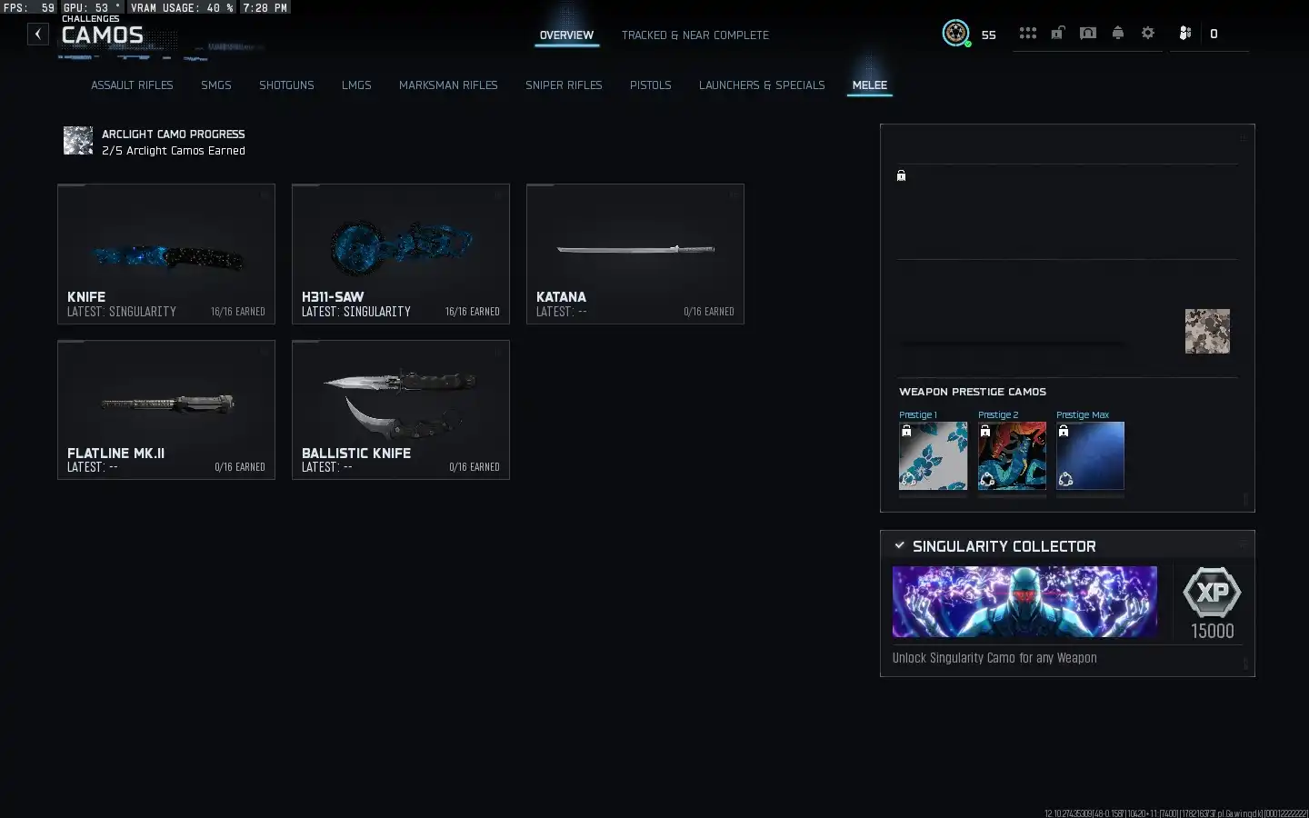Black Ops 7 等级55 30个Singularity迷彩 20名操作员 450+迷彩 可关联PC Xbox PSN Steam 完全访问权限