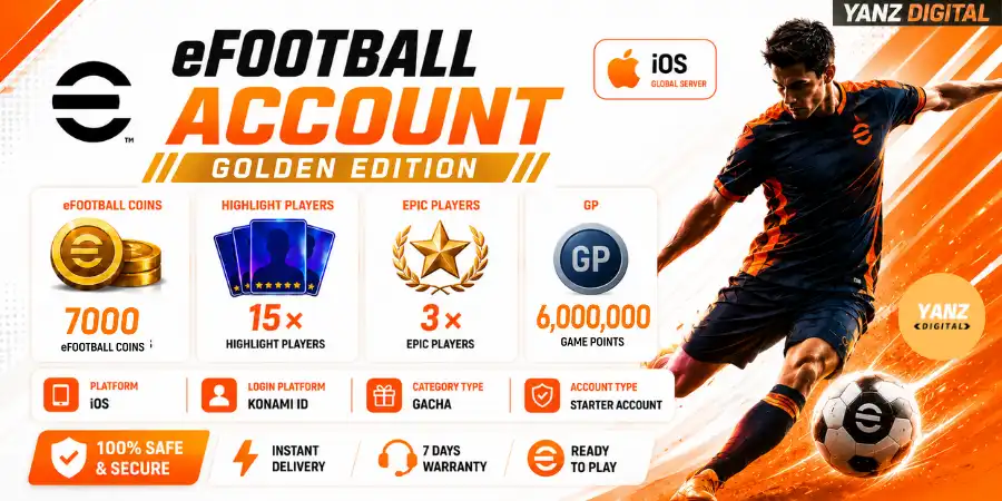 [iOS]  Account eFootball | 7000 Coins + 15 Highlight Players + 3 Epic + 6M GP- Golden Edition