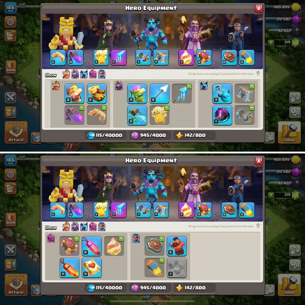 186 NIVEAU, 1300+ WS (29% REMISE LIMITÉE) TH14 SEMI MAX, BON ÉQUIPEMENT | BK60, Q74, MP40, W48, RC23 | BH8, OBJETS MAGIQUES & MÉDAILLES DE LIGUE |