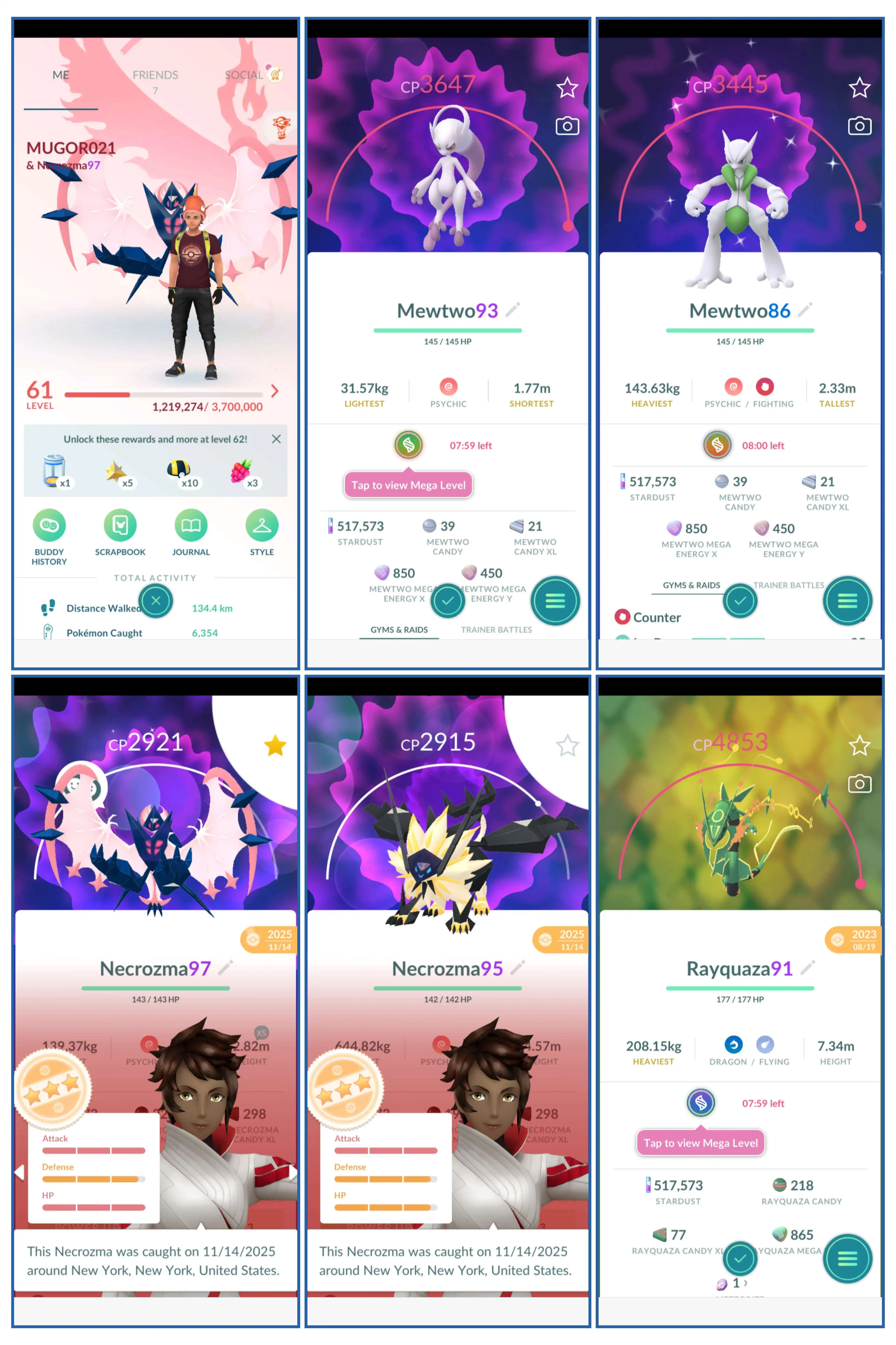 LEVEL 61 | 311 LEGENDARY- 15 SHINY | MEGA MEWTWO Y + MEGA MEWTWO X MEGA RAYQUAZA| NECROZMA DW +NECROZMA DM | BLACK KYUREM + WHITE KYUREM | 127 SHINIES
