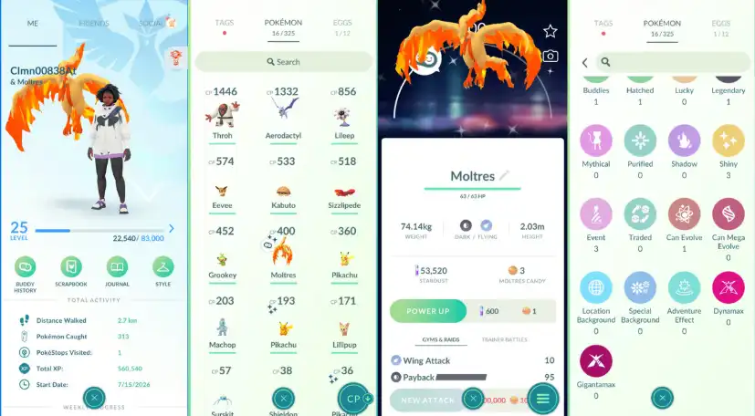 [Mol-20K] Una cuenta pequeña tiene un Shiny Galarian Moltres obtenido al capturar, Shiny Moltres Galarian, [Shiny Galarian Bird]
