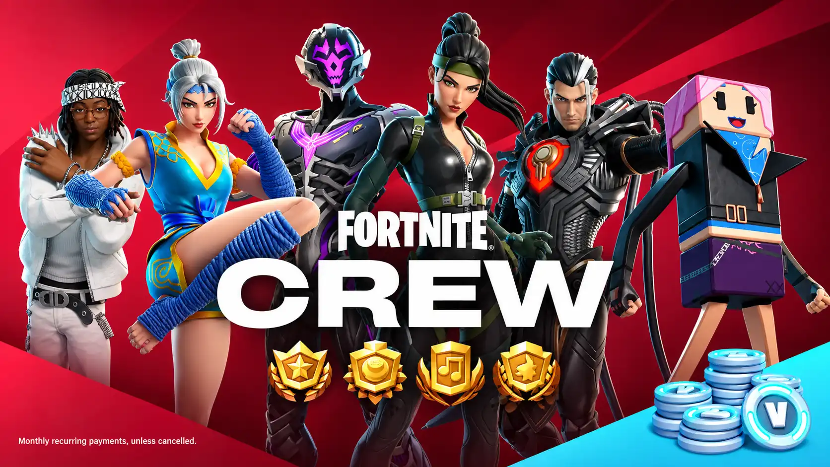 Fortnite Crew 1 Month 800 V-bucks - Battle Pass - All Platforms