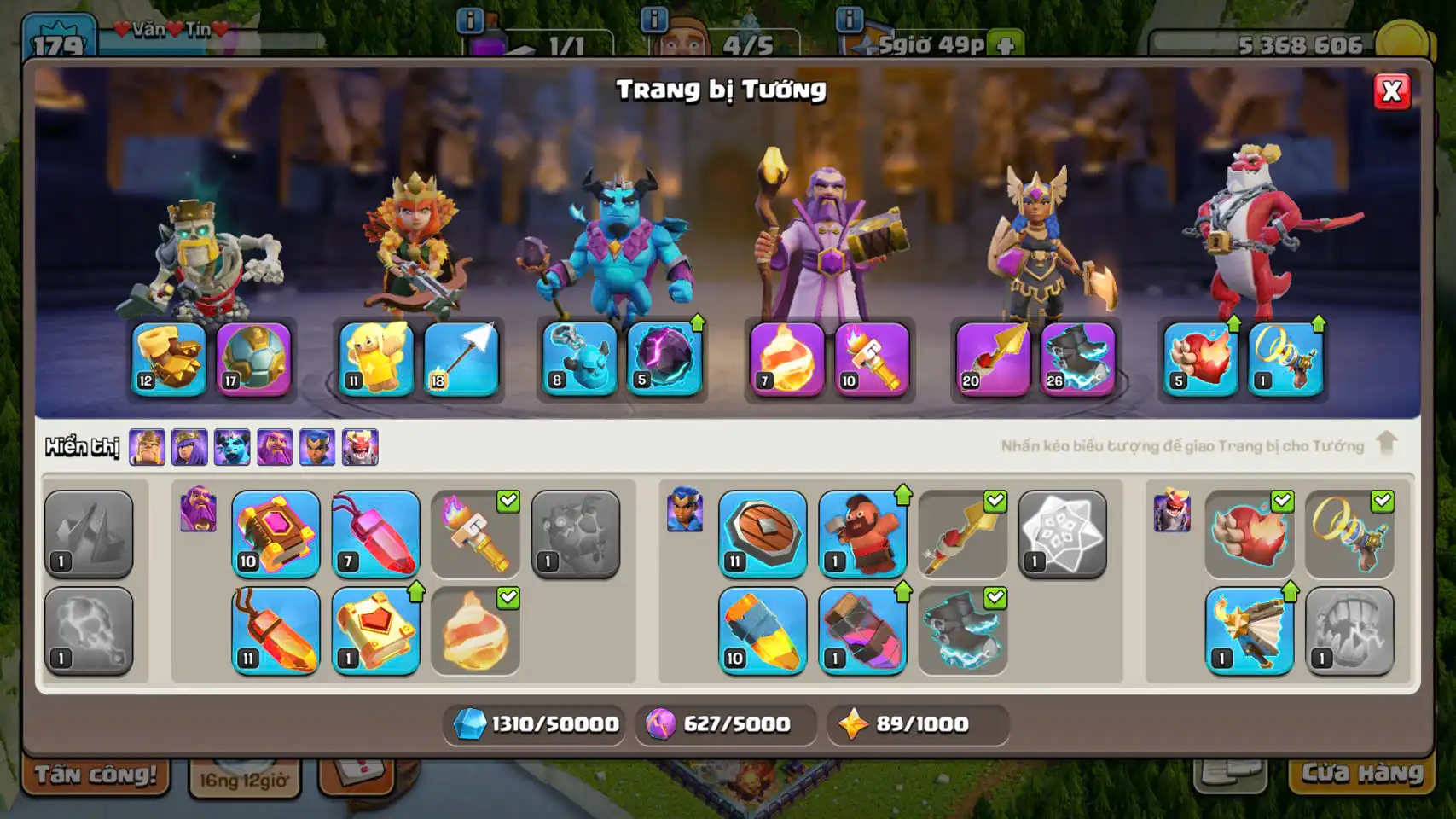 TH16 | Lv179 | K68 Q72 W46 RC37 MP45 | Equipamento épico | Skins de herói | Mudança de nome | #4068