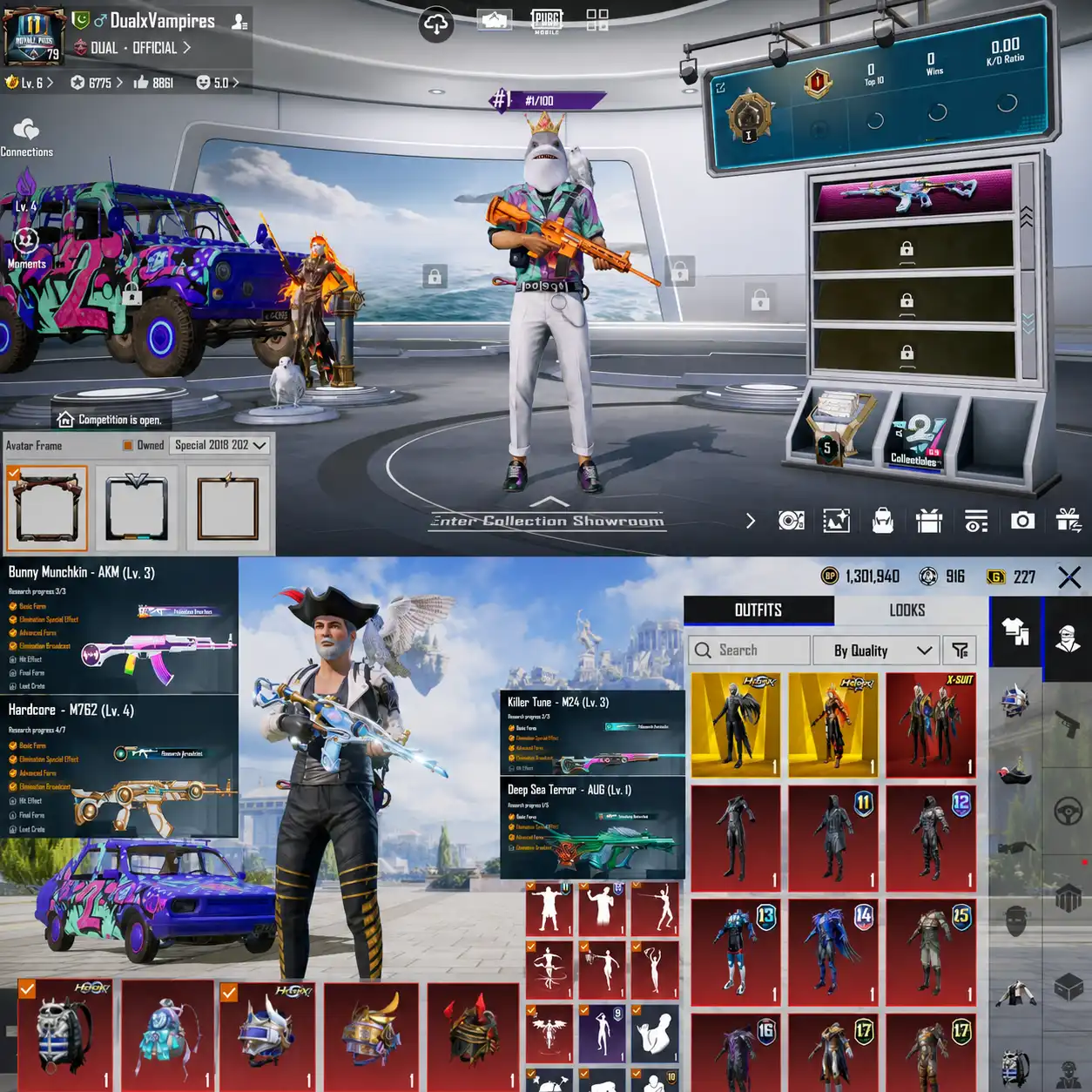 PUBG MOBILE | M416 潮汐 Lv.5 + 德拉维恩 X 套装 | 73MF • 80 级 | 2 套终极套装 | 满级猎鹰 | 22 种枪皮实验室 | 4 种材料