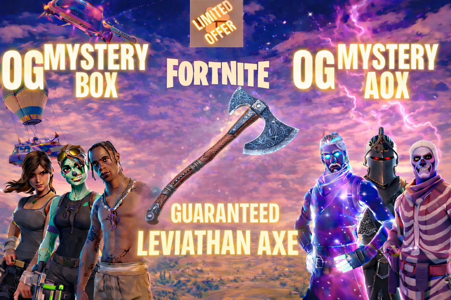 ⚡ Leviathan Axe GUARANTEED + 60-600 OG SKINS ⚡ OG STACKED SKINS MYSTERY BOX ⚡ ✅ Chances To Get Ikonik | Black Knight | Travis Scott and more OG's