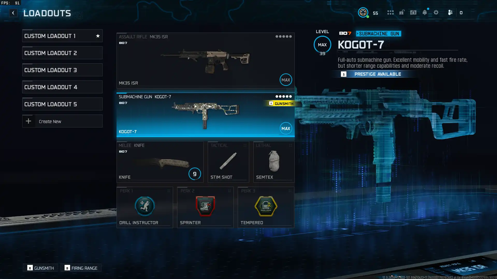 Warzone (Bo7) 🇺🇸 | المستوى 55 | 5 أسلحة ماكس | جاهز للترتيب | MK35، vst، DRAVEC، KOGOT إلخ ماكس | 20 مركز | وصول كامل
