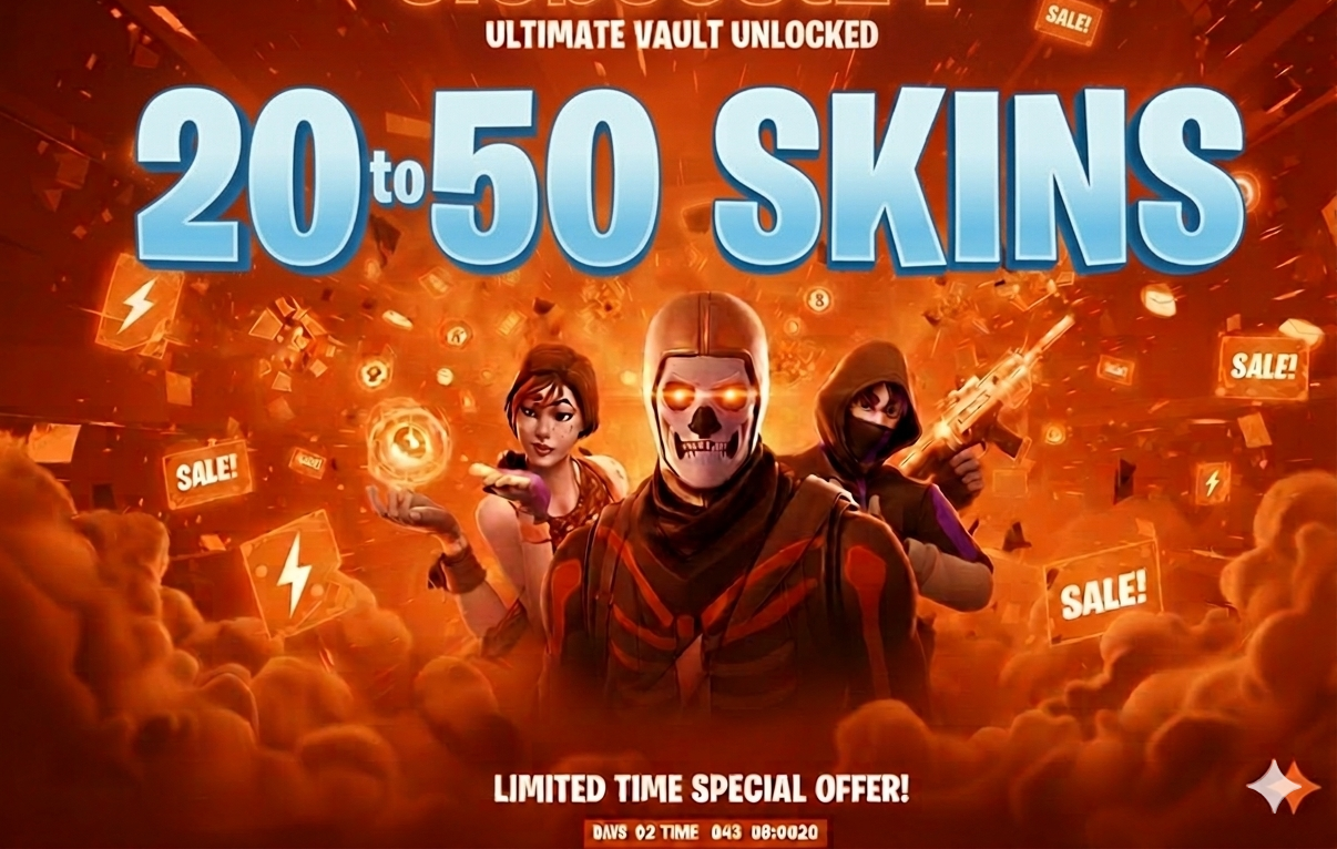 Cuenta garantizada con 30 a 150 skins, incluyendo objetos raros y exclusivos (Black Knight, Renegade Raider, Travis Scott y más) – Contacto por correo electrónico