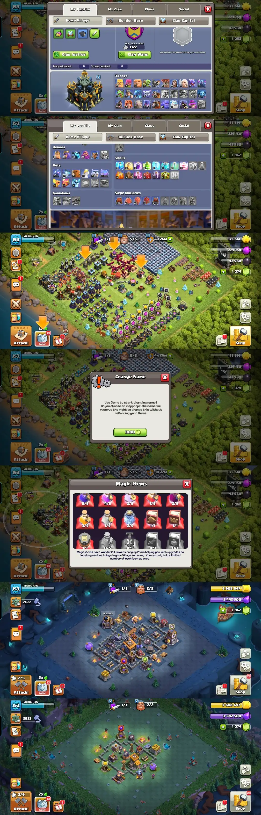 🔥 A36→TH17 ➤XP153 ➤BK63⎯AQ59⎯GW45⎯MP48⎯RC25 ➤Normal EQP ➤Magic Items ➤Good Builder Base ➤NC AVL ➤💎 Link to Buyer Email 📧 ➤⚡Instant Delivery