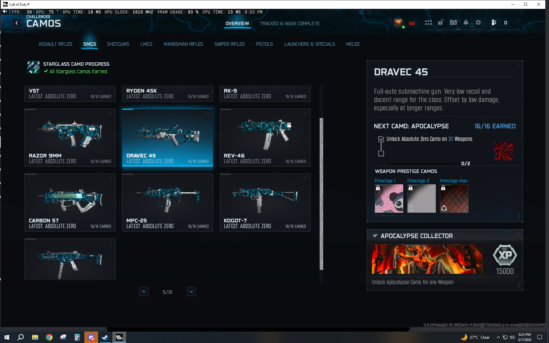 BO7 - Warzone 🌟 Prestige Maître Niveau 55 🔥30x Camouflage Apocalypse 🔥 22 Armes Max ⭐ Livraison instantanée 🔥 Accès complet