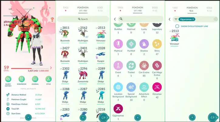 (VTC-Buz50) An account has Tradable Level 50 Shiny Buzzwole, 3 movesets, 1M stardust and some shines as picture.