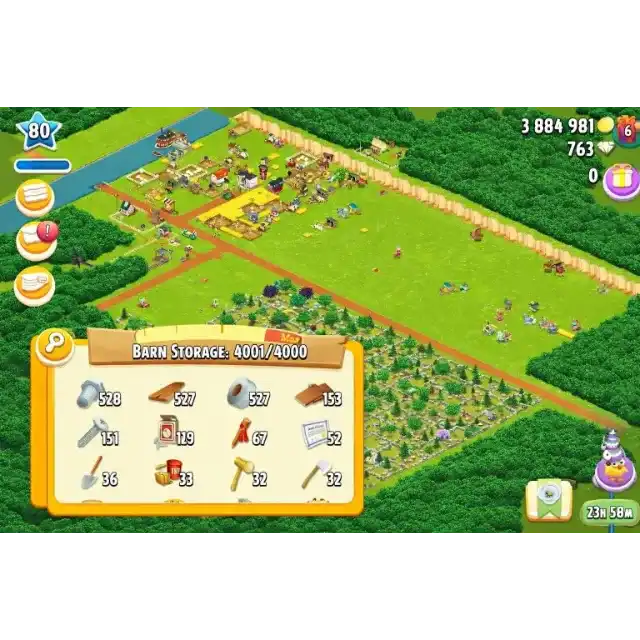 Hay Day Lv80 Farm – 4M Érme & 763 Gyémánt | 4000 Tárhely | Játékra Kész