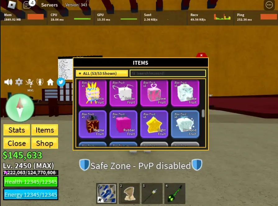 [Fruto Blox] Lv 2450 Max | Arène pleine de awk | Melle V1/V2 L Fruit Aléatoire | Fragment de ventre 100K #Ss