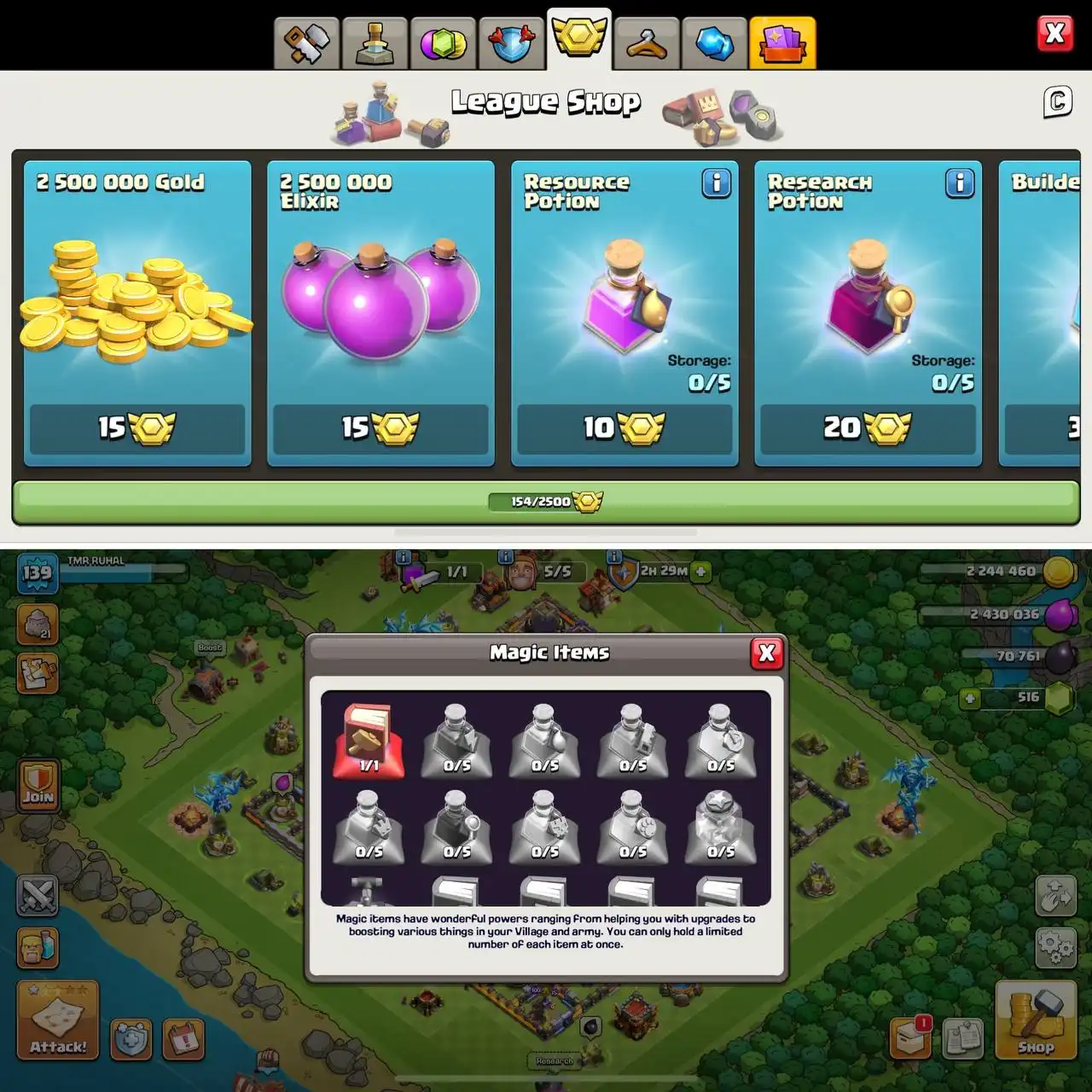 150+ League Medals, disenteng kagamitan (50% limitadong oras na off) Donasyon TH17, rename oo | BK27, Q56, MP41, W18, RC20 | BH9, skin ng hero, magic items