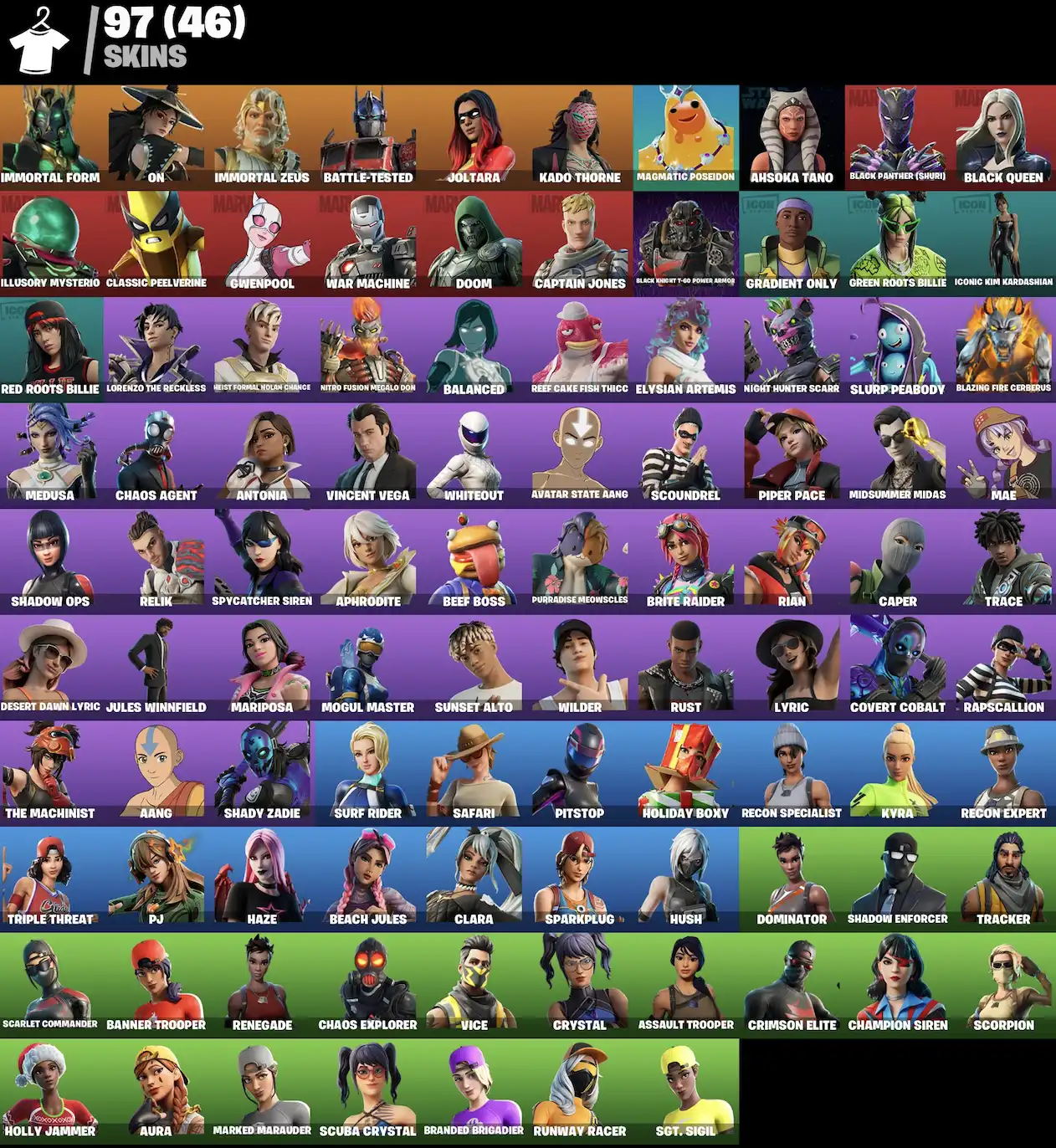 [PC/PSN/XBOX] 97 স্কিন | Caper | Black Queen | Iconic Kim Kardashian | Joltara | 2 Billie Eilish স্কিন | Feel it | 20 সর্বাধিক স্টাইল |