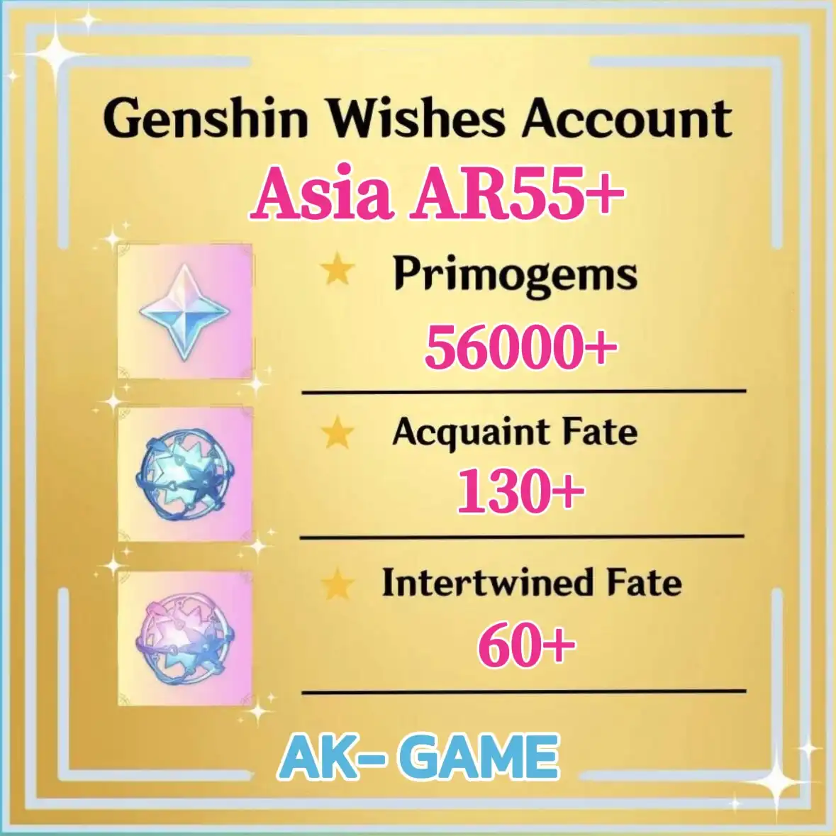 Azië - Primogems 56000 - Acquaint Fate 130 - Intertwined Fate 60 - Mannelijke of Vrouwelijke Protagonist - iOS/Android/PC/Xbox/PS - Starter Wens Reroll