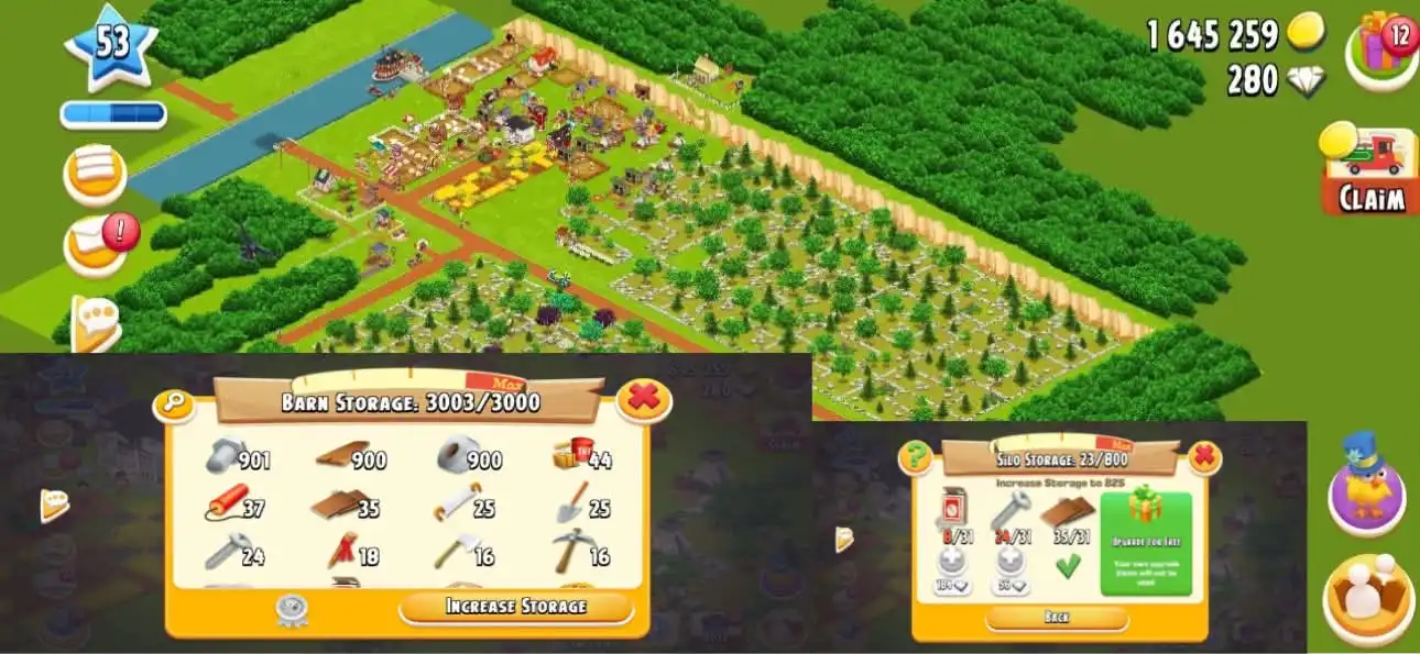 Hay Day 等级 53 | 3000 个马厩 | + | 2700 次马厩升级 | (快速发货)