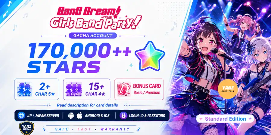 [JP Server] Konto BanG Dream! | 170000 Sterne + Char 5-Stern x2 + Char 4-Stern x15