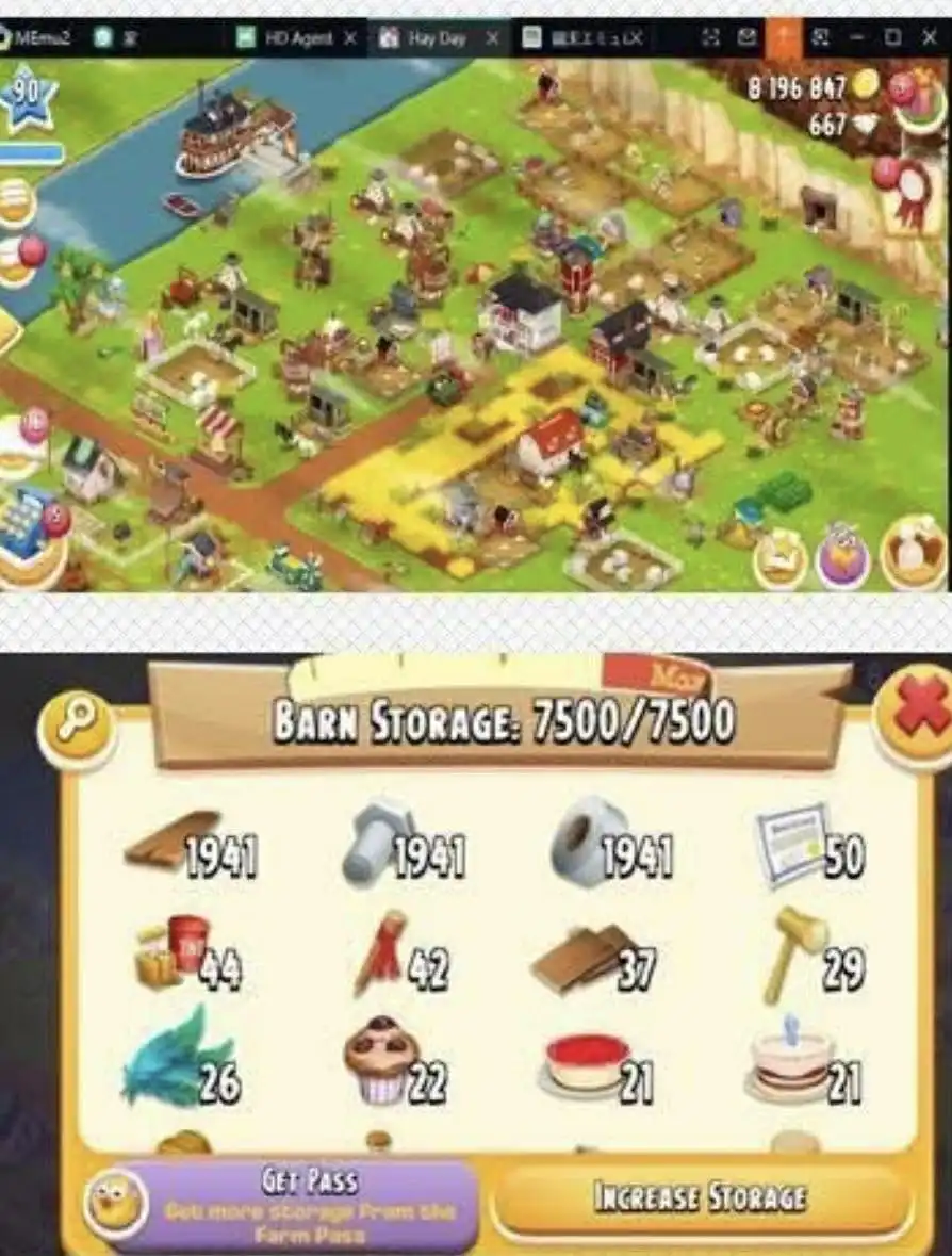 Hay Day账号 – 90级 | 800万金币 | 650+钻石 | 7500仓库 | 高阶