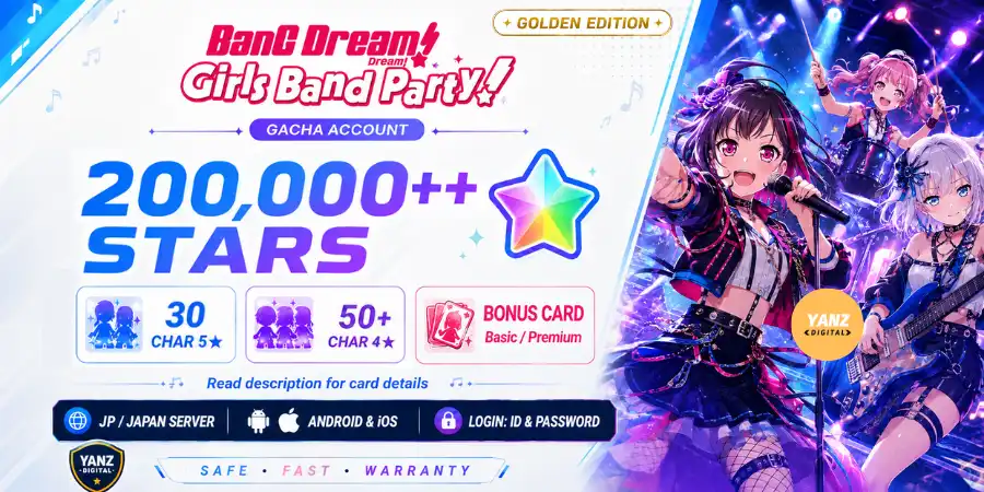 [JP Server] Konto BanG Dream! | 200000 Sterne + Char 5-Stern x30 + Char 4-Stern x50